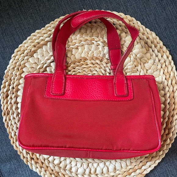 Red Handled Tommy Hilfiger Tote Small Zippered Pouch Trendy Preppy Hipster - Picture 9 of 10